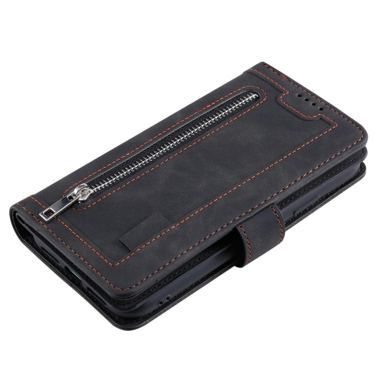 For Motorola Edge 60 Pro Nine Card Zipper Bag Leather Phone Case with Lanyard