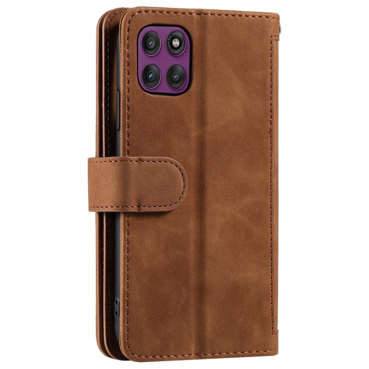 For Motorola Edge 60 Pro Nine Card Zipper Bag Leather Phone Case with Lanyard
