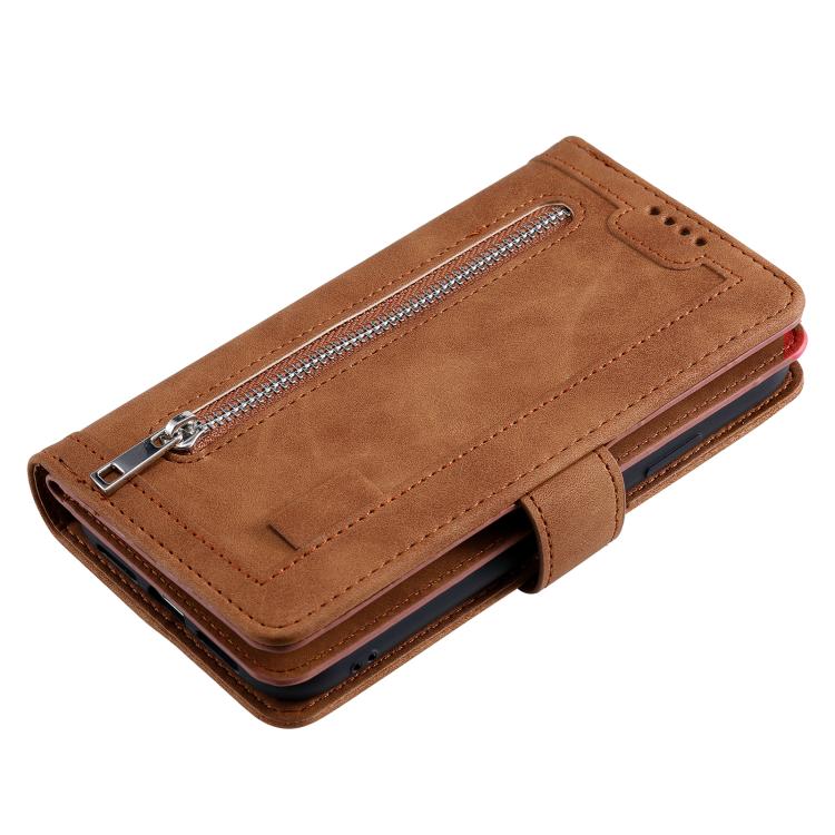 For Motorola Edge 60 Pro Nine Card Zipper Bag Leather Phone Case with Lanyard
