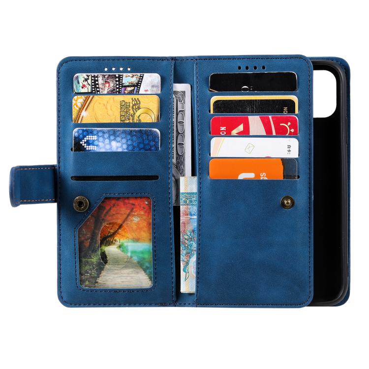 For Motorola Edge 60 Pro Nine Card Zipper Bag Leather Phone Case with Lanyard