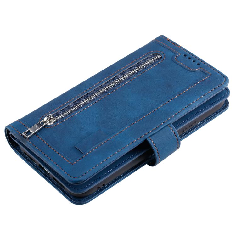 For Motorola Edge 60 Pro Nine Card Zipper Bag Leather Phone Case with Lanyard