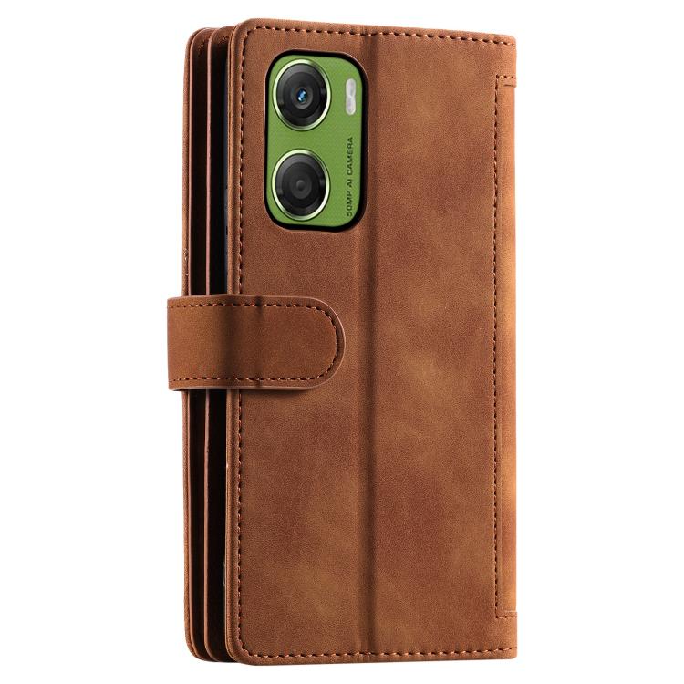 For Motorola Moto G06 4G Nine Card Zipper Bag Leather Phone Case with Lanyard
