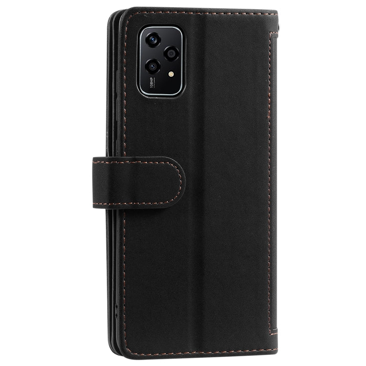 For Honor 200 Lite Global Nine Card Zipper Bag Leather Phone Case with Lanyard