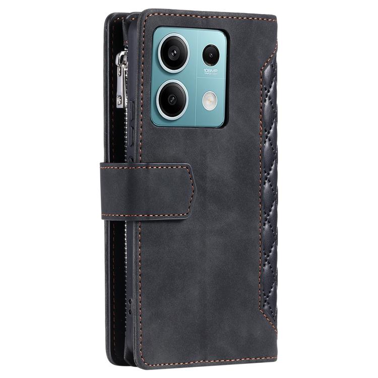 For Motorola Edge 60 Fusion Grid Texture Zipper Leather Phone Case with Lanyard