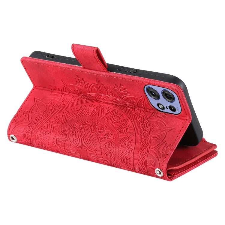 For Motorola Edge 50 Pro Multi-Card Totem Zipper Leather Phone Case