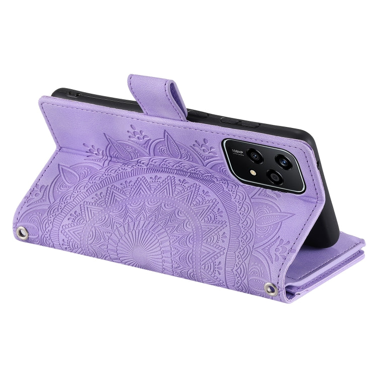 For Honor 200 Lite Global Multi-Card Totem Zipper Leather Phone Case