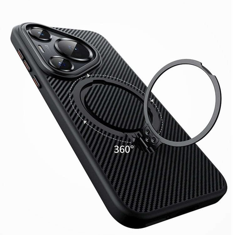 For Huawei Pura 70 Double Ring MagSafe Holder Carbon Fibre Phone Case