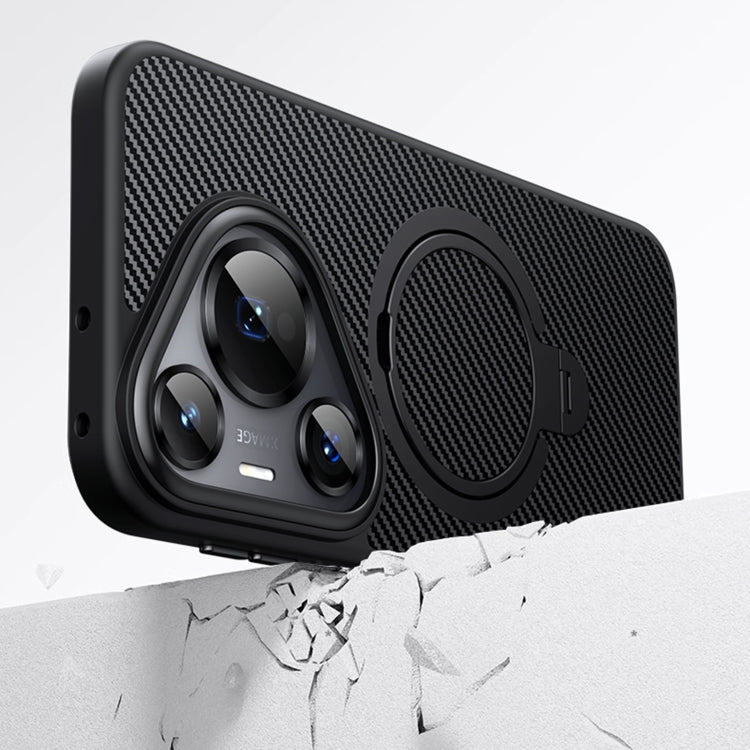 For Huawei Pura 70 Double Ring MagSafe Holder Carbon Fibre Phone Case