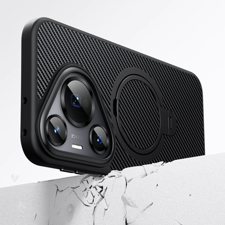 For Huawei Pura 70 Pro Double Ring MagSafe Holder Carbon Fibre Phone Case