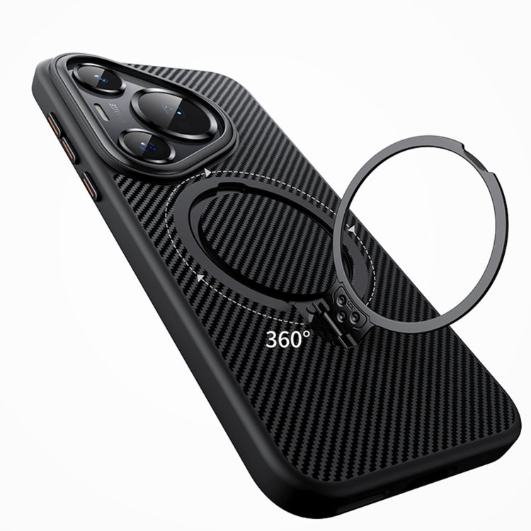 For Huawei Pura 70 Pro Double Ring MagSafe Holder Carbon Fibre Phone Case