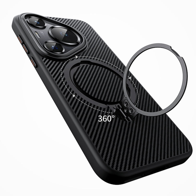 For Huawei Pura 70 Ultra Double Ring MagSafe Holder Carbon Fibre Phone Case