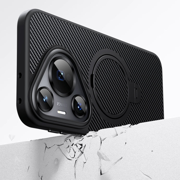 For Huawei Pura 70 Ultra Double Ring MagSafe Holder Carbon Fibre Phone Case
