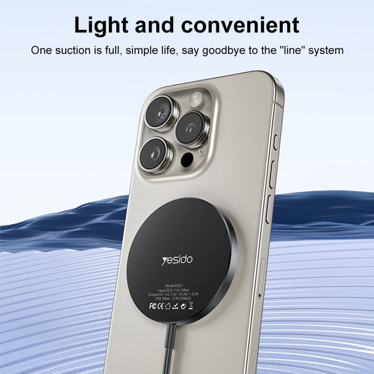 Yesido DS21 15W Detachable Magnetic Wireless Charger - Black