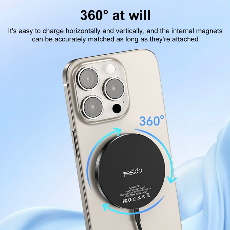 Yesido DS21 15W Detachable Magnetic Wireless Charger - Black