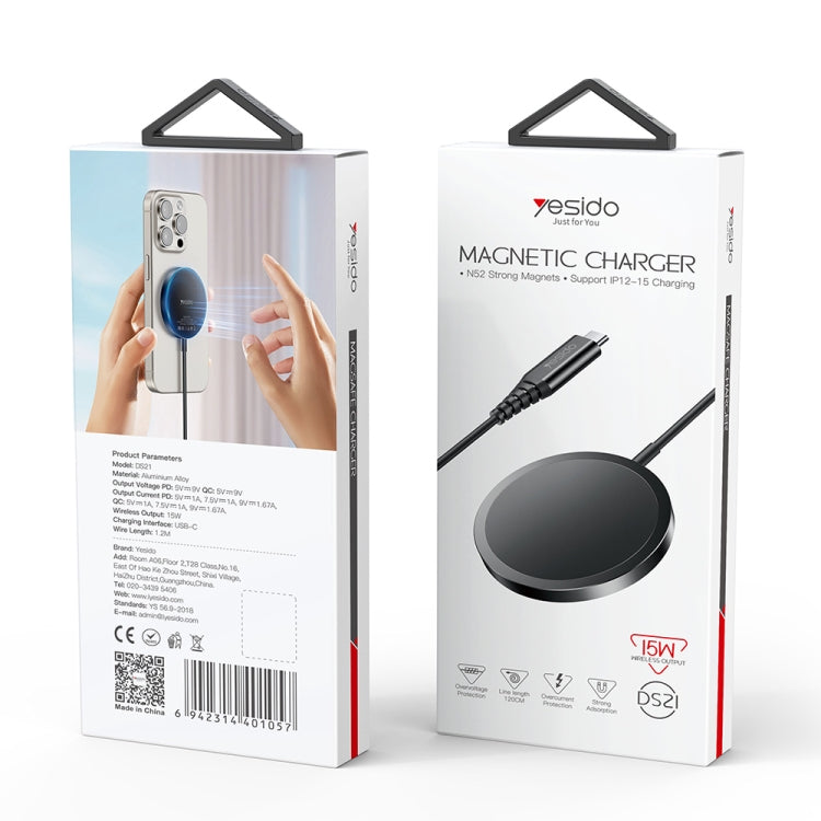 Yesido DS21 15W Detachable Magnetic Wireless Charger - Black