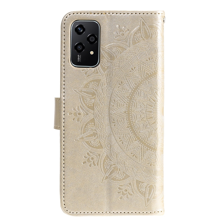 For Honor 200 Lite Global Totem Flower Embossed Leather Phone Case with Lanyard