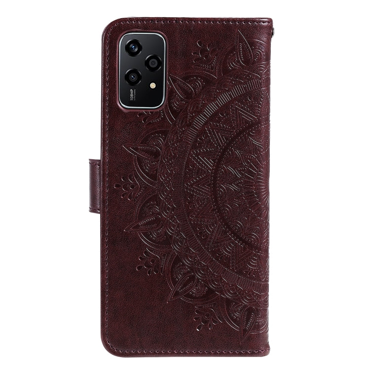 For Honor 200 Lite Global Totem Flower Embossed Leather Phone Case with Lanyard