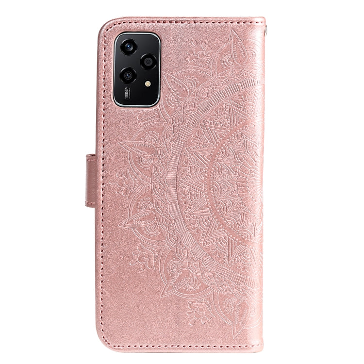 For Honor 200 Lite Global Totem Flower Embossed Leather Phone Case with Lanyard
