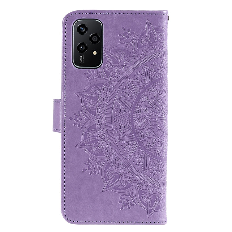 For Honor 200 Lite Global Totem Flower Embossed Leather Phone Case with Lanyard