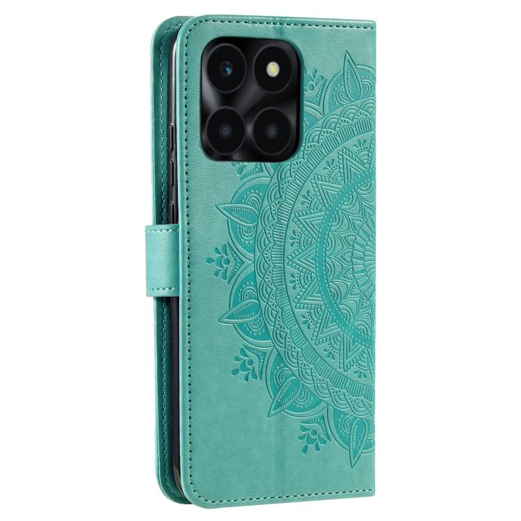 For Honor X6b 4G Global Totem Flower Embossed Leather Phone Case with Lanyard
