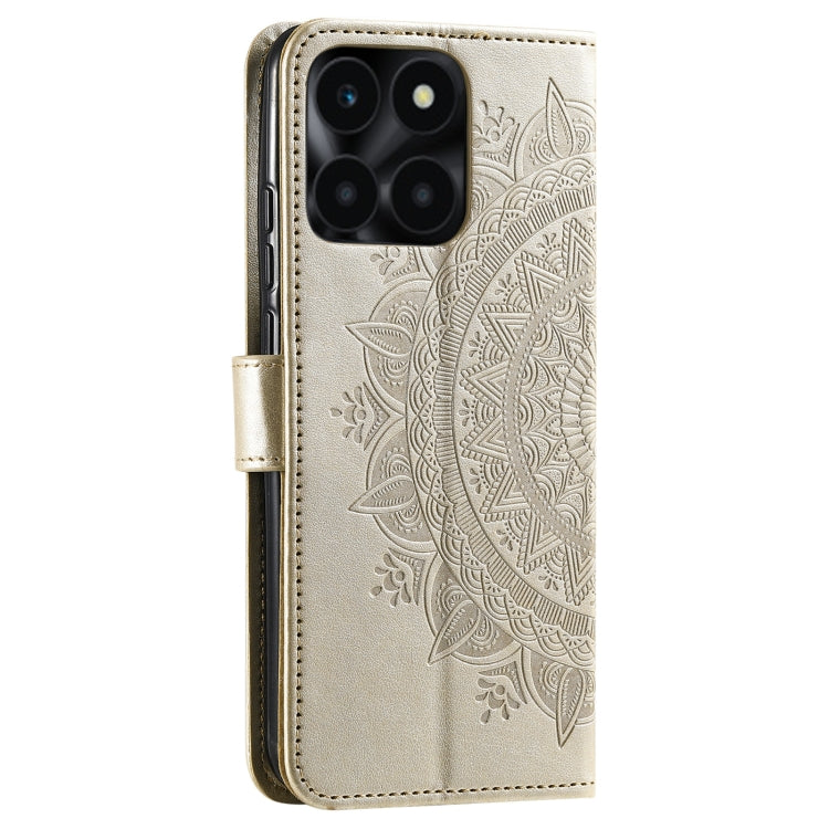 For Honor X6b 4G Global Totem Flower Embossed Leather Phone Case with Lanyard