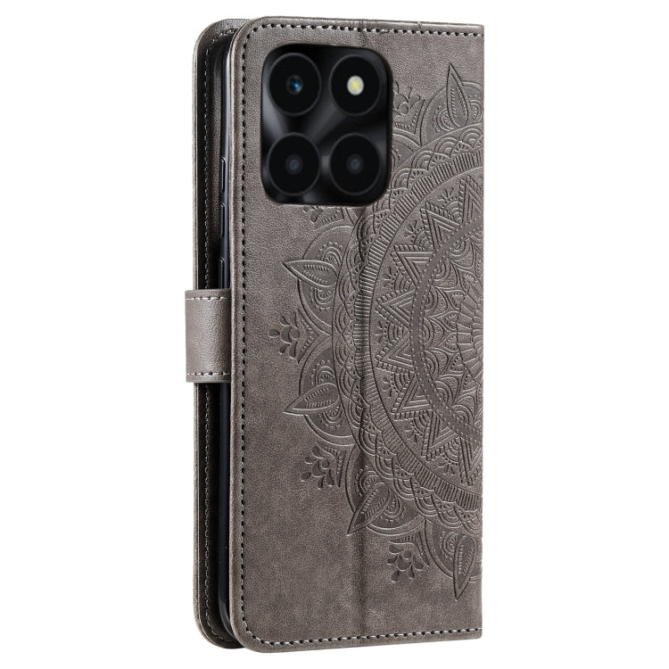 For Honor X6b 4G Global Totem Flower Embossed Leather Phone Case with Lanyard