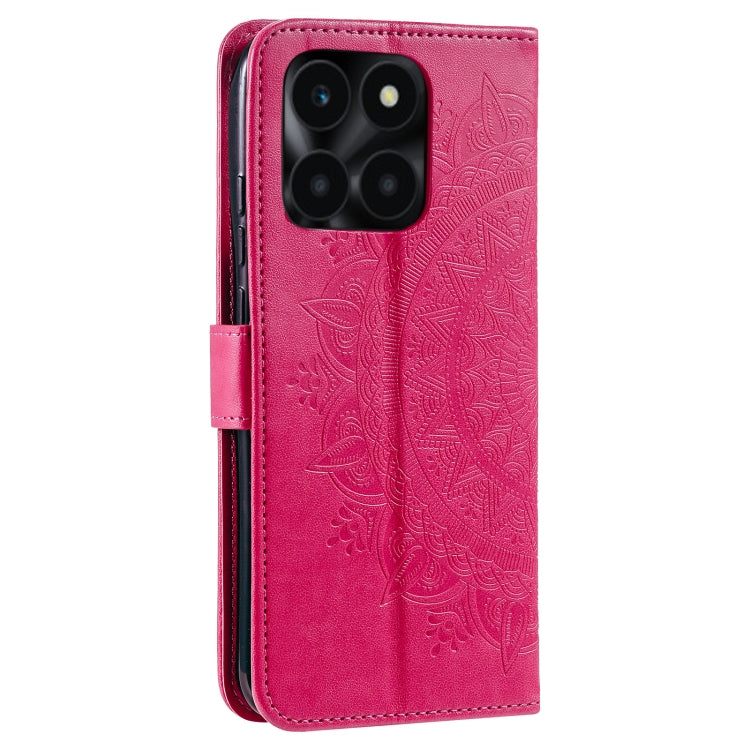 For Honor X6b 4G Global Totem Flower Embossed Leather Phone Case with Lanyard