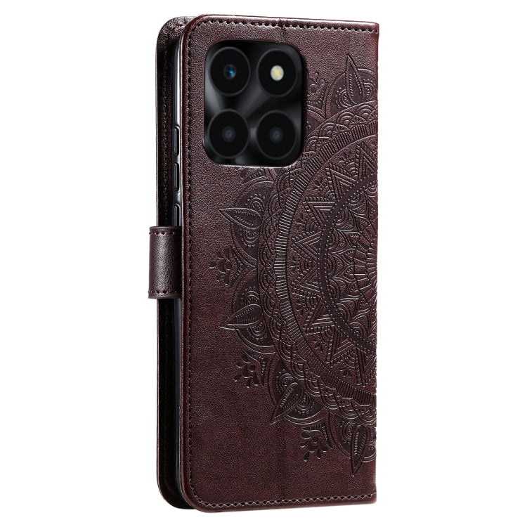 For Honor X6b 4G Global Totem Flower Embossed Leather Phone Case with Lanyard