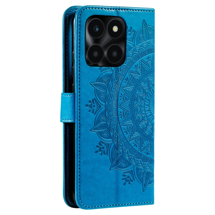 For Honor X6b 4G Global Totem Flower Embossed Leather Phone Case with Lanyard
