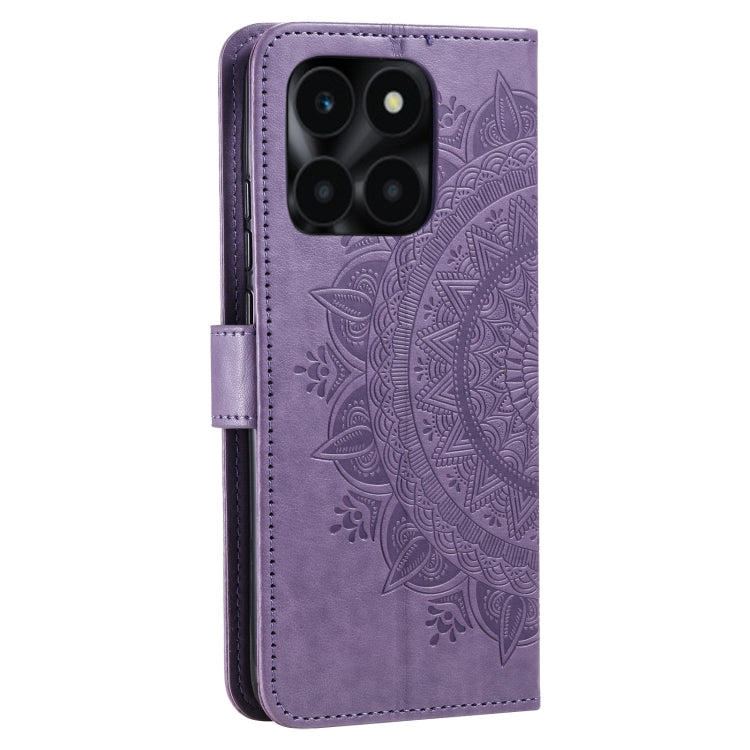 For Honor X6b 4G Global Totem Flower Embossed Leather Phone Case with Lanyard
