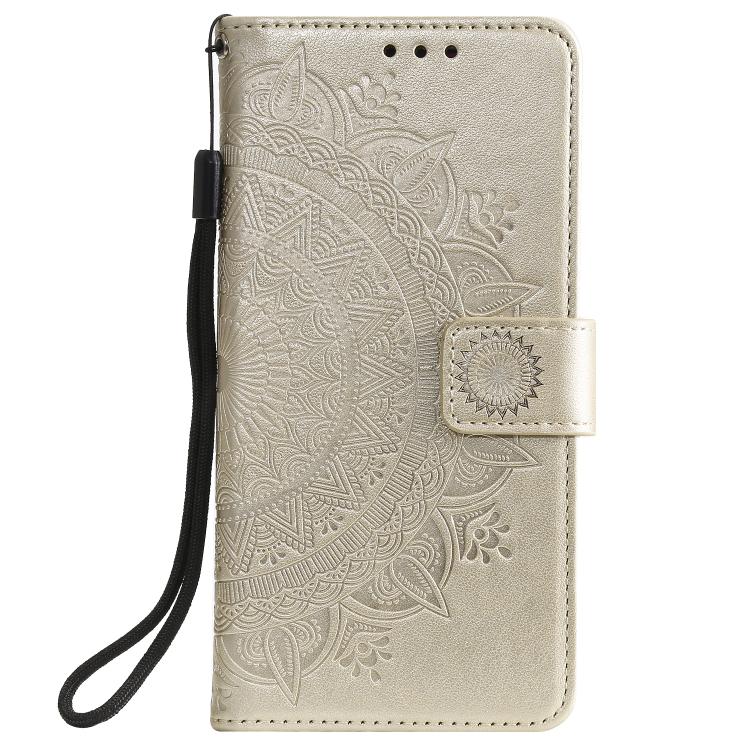 For Honor 400 Lite Global Totem Flower Embossed Leather Phone Case with Lanyard