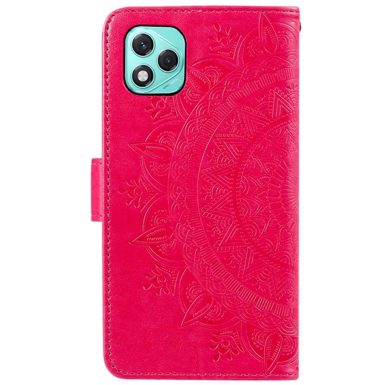 For Honor 400 Lite Global Totem Flower Embossed Leather Phone Case with Lanyard