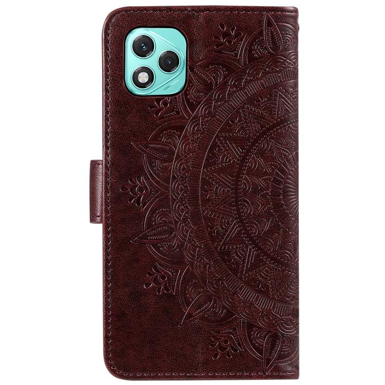 For Honor 400 Lite Global Totem Flower Embossed Leather Phone Case with Lanyard