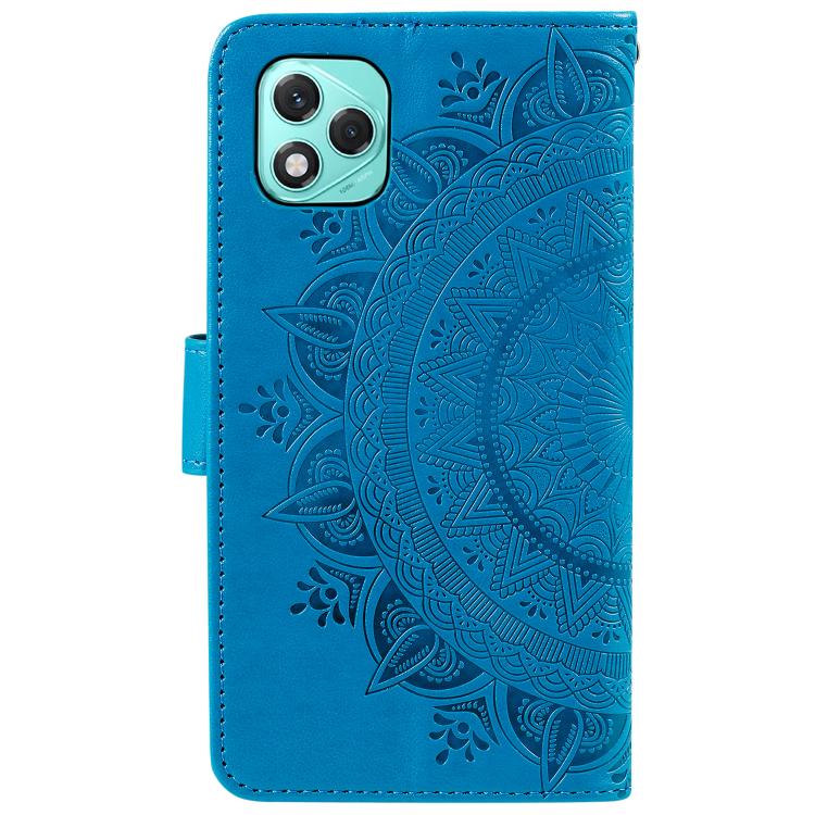 For Honor 400 Lite Global Totem Flower Embossed Leather Phone Case with Lanyard