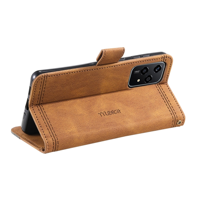 For Honor 200 Lite TTUDRCH Embossed Line Splicing Leather Phone Case