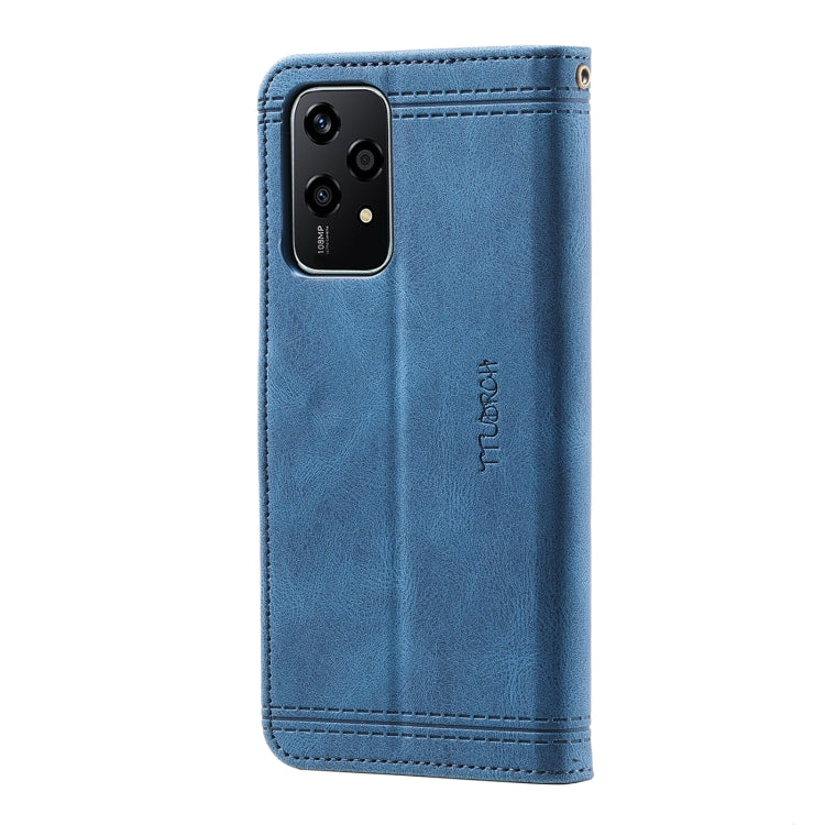 For Honor 200 Lite TTUDRCH Embossed Line Splicing Leather Phone Case