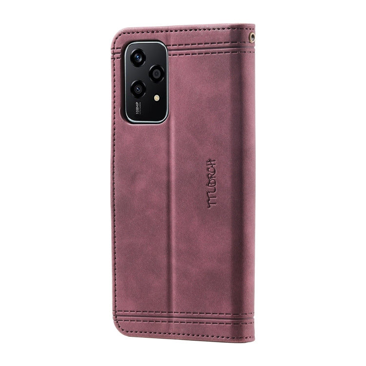 For Honor 200 Lite TTUDRCH Embossed Line Splicing Leather Phone Case
