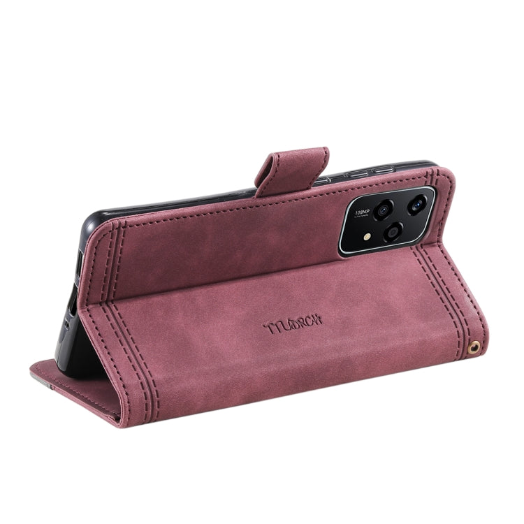 For Honor 200 Lite TTUDRCH Embossed Line Splicing Leather Phone Case