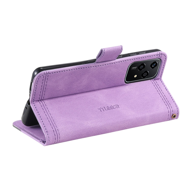 For Honor 200 Lite TTUDRCH Embossed Line Splicing Leather Phone Case