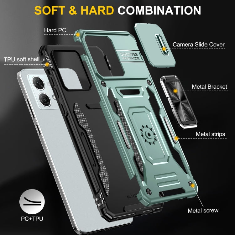 For Motorola Moto G84 Armor PC + TPU Camera Shield Phone Case