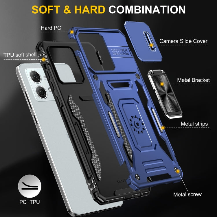 For Motorola Moto G84 Armor PC + TPU Camera Shield Phone Case