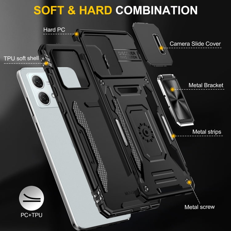 For Motorola Moto G84 Armor PC + TPU Camera Shield Phone Case