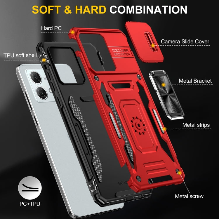 For Motorola Moto G84 Armor PC + TPU Camera Shield Phone Case