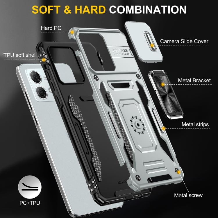 For Motorola Moto G84 Armor PC + TPU Camera Shield Phone Case
