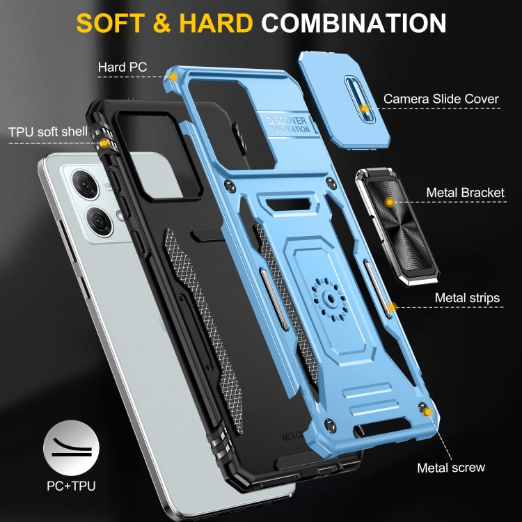 For Motorola Moto G84 Armor PC + TPU Camera Shield Phone Case