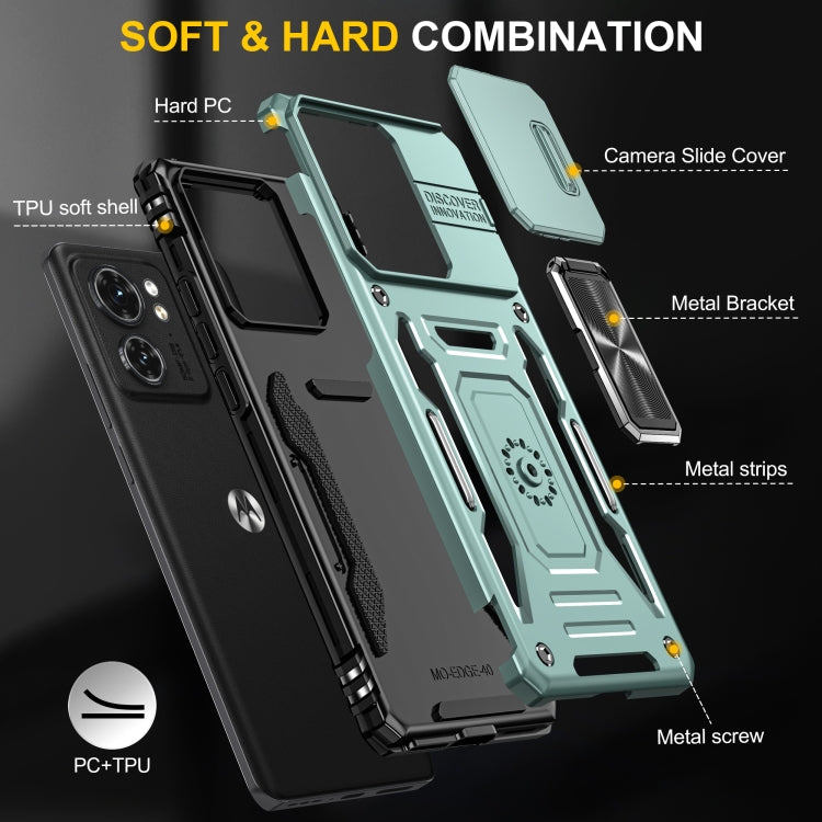 For Motorola Edge 40 Armor PC + TPU Camera Shield Phone Case
