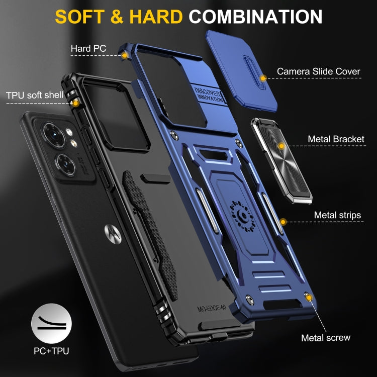 For Motorola Edge 40 Armor PC + TPU Camera Shield Phone Case