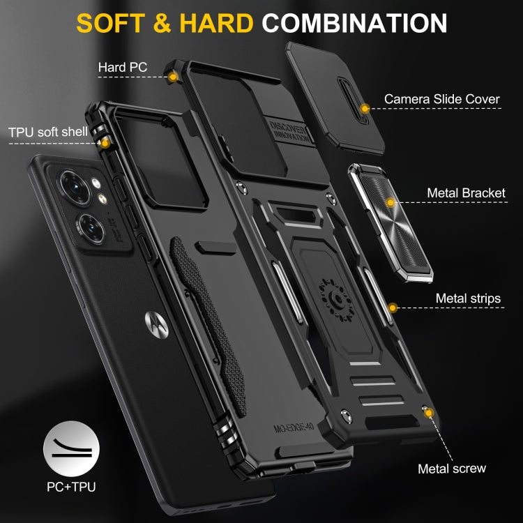 For Motorola Edge 40 Armor PC + TPU Camera Shield Phone Case