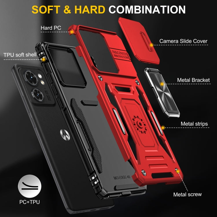For Motorola Edge 40 Armor PC + TPU Camera Shield Phone Case