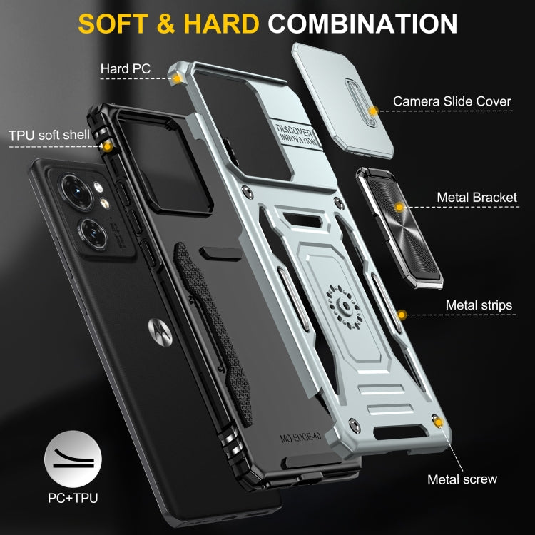 For Motorola Edge 40 Armor PC + TPU Camera Shield Phone Case